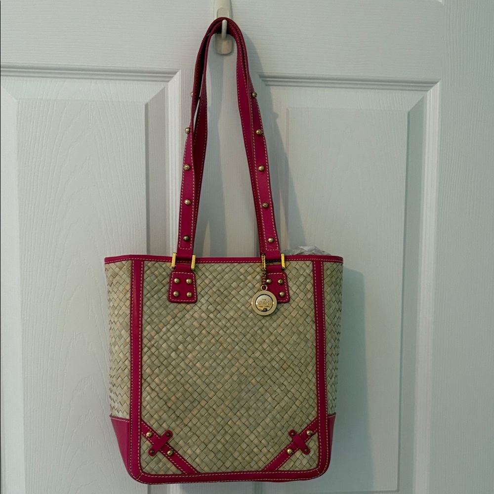The Sak Fuchsia and Tan Woven Tote